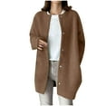 thumbnail image 1 of Ladies Sweater Cardigans Mid-length Long Sleeve Snap Button Down Soft Warm Knit Jacket Fall Winter Outerwear Coat (XL, Brown), 1 of 6