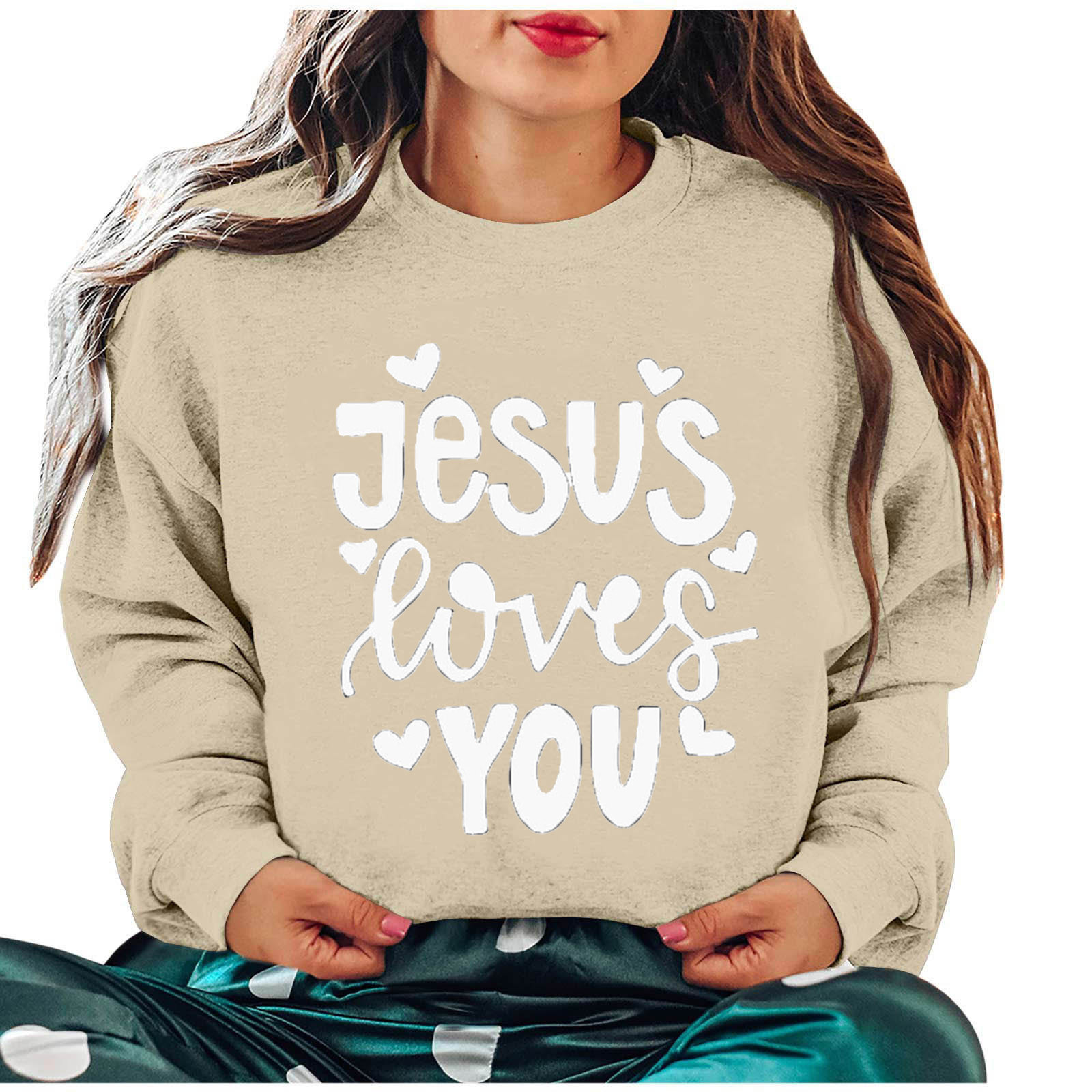 Ladies Sweatshirts No Hood Cute Graphic Print Fashion Crew Neck Loose