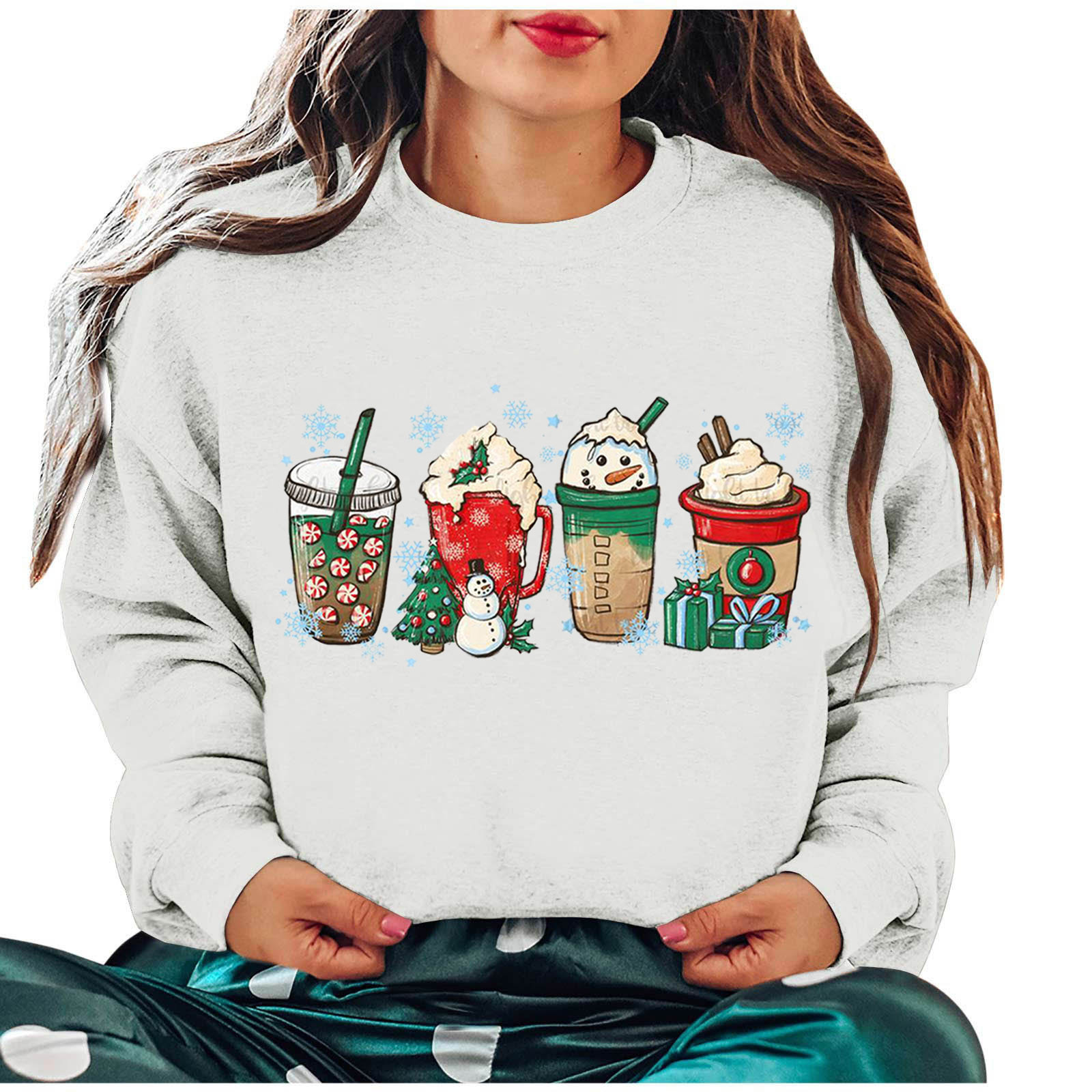 Ladies Sweatshirts No Hood Cute Graphic Print Fashion Crew Neck Loose