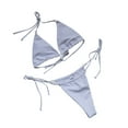 thumbnail image 1 of Ladies Swimsuits 2 Piece,Women Halter String Bikini Set Summer Thong Cheeky Two Piece Swimsuits Solid Color Bathing Swimwear,White,L, 1 of 3