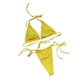 thumbnail image 1 of Ladies Swimsuits 2 Piece,Women Halter String Bikini Set Summer Thong Cheeky Two Piece Swimsuits Solid Color Bathing Swimwear,Yellow,S, 1 of 4