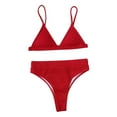 thumbnail image 1 of Ladies Swimsuits 2 Piece,Women V Neck Triangle Bikini Sets Cheeky High Cut Two Piece Swimsuit Spaghetti Straps Bathing Suit,Red,S, 1 of 6