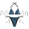 thumbnail image 1 of Ladies Swimsuits Leopard Print Spaghetti Strap Separates Bikinis Blue Bathing Suits for Women L, 1 of 3