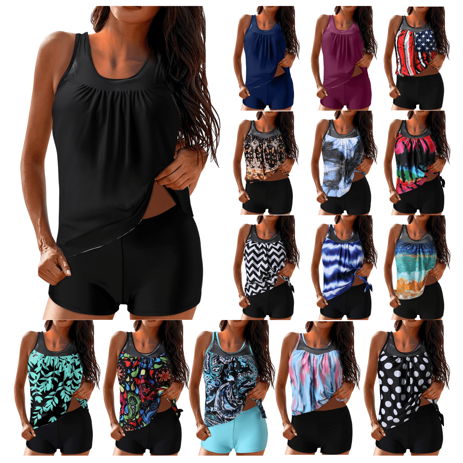 Ladies Swimsuits Tankini with Shorts Boy Shorts Swimsuits for Women ...