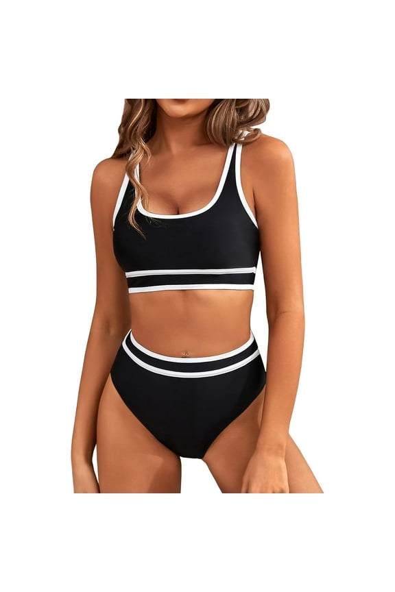 Workout Sets Juniors Bathing Suit Women Two Piece Set Black , Sizes S-XL