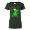 thumbnail image 1 of Ladies T-Rex Jurassic Christmas Dinosaur Ugly Xmas Funny DT T-Shirt Tee, 1 of 2