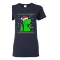 thumbnail image 1 of Ladies T-Rex Jurassic Christmas Dinosaur Ugly Xmas Funny DT T-Shirt Tee, 1 of 2