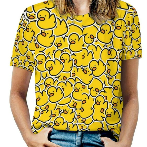 Ladies T Shirt Rubber Ducks O Neck T-Shirts Short Sleeve Cute Animal Print Pretty Design Tops Street Wear Top Tees Big Size 5XL