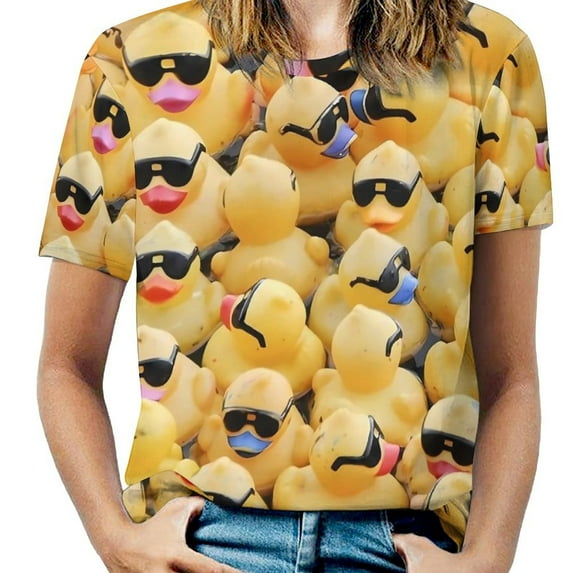 Ladies T Shirt Rubber Ducks O Neck T-Shirts Short Sleeve Cute Animal Print Pretty Design Tops Street Wear Top Tees Big Size 5XL