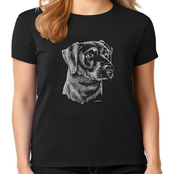 Ladies T-shirt Black Lab Face Dog Breed Gifts