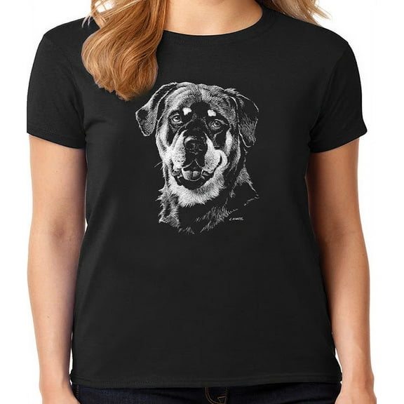 Ladies T-shirt Rottweiler Face Dog Breed Gifts