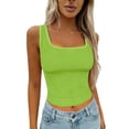 thumbnail image 1 of Ladies Tank Ribbed Square Neck Padded Crop Workout Basic Athletic Tank Top Ladies Tank Green 2Xl, 1 of 4