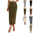 thumbnail image 1 of Ladies Temperament Office Casual Pocket Slit Bag Hip Skirt Tight Skirt Skirt Business Casual Outfits Summer Fashion Clothing Senior Front Womens Gifts, 1 of 9