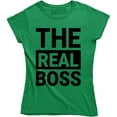 thumbnail image 1 of Ladies The Real Boss Funny Womens Just Married Wedding Bride Gift Wife T-Shirt, 1 of 4