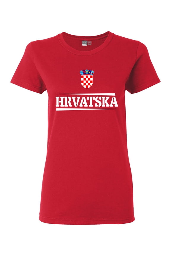 Ladies The World Hrvatska Croatia Football Soccer Team Sports DT T-Shirt Tee
