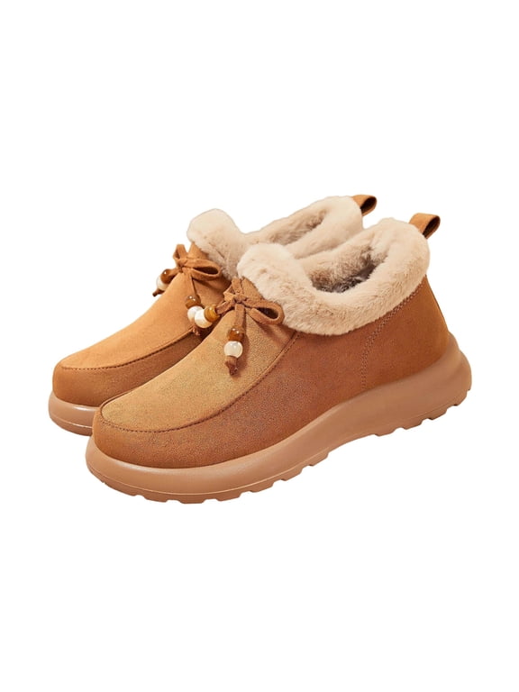 Ladies Thick Sole Bow Knot Warm Ankle Snow Boots Winter