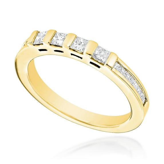 Ladies Thin 14K Designer Natural 0.7 Ctw Diamond Engagement Ring Band (Yellow Gold Size 8)
