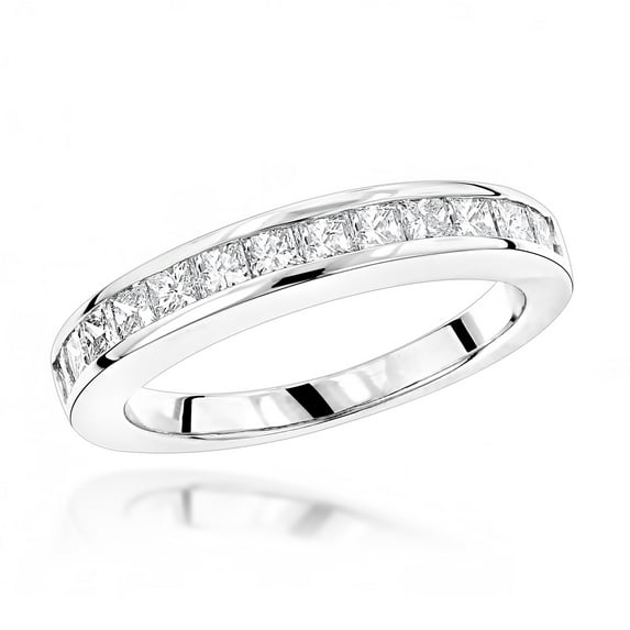 Ladies Thin 14K Natural 0.6 Ctw Diamonds Designer Engagement Ring Band (White Gold Size 4.5)