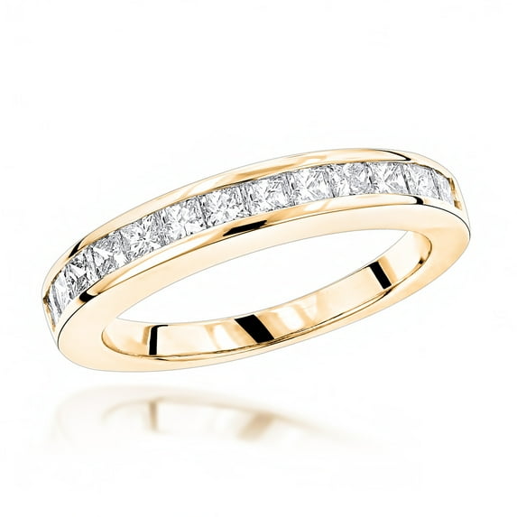 Ladies Thin 14K Natural 0.6 Ctw Diamonds Designer Engagement Ring Band (Yellow Gold Size 5)