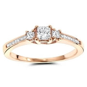 LUXURMAN Ladies Thin 14K Natural 0.7 Ctw Diamonds Three Stones Engagement Ring (Yellow Gold Size 5.5)