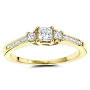 LUXURMAN Ladies Thin 14K Natural 0.7 Ctw Diamonds Three Stones Engagement Ring (White Gold Size 8)