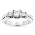 thumbnail image 1 of Ladies Thin 18K Natural Diamond Three Stones Engagement Ring (White Gold Size 4.5), 1 of 3
