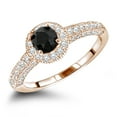 thumbnail image 1 of Ladies Thin Black Natural 1 Ctw Diamond Engagement 14K Ring For Her (Rose Gold Size 4.5), 1 of 1