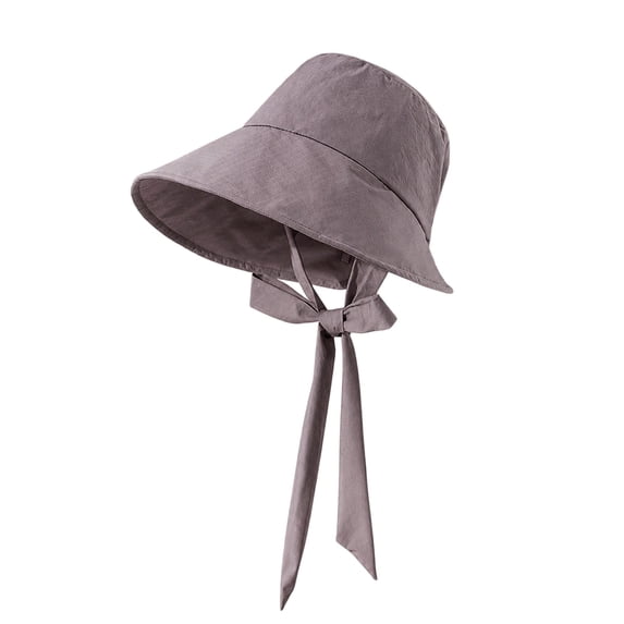 Ladies Thin‑Fabric Bow‑Knot Drawstring Bucket‑Hat Large Brim Sun‑Shade Portable Casual Vacation Headwear