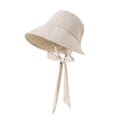 thumbnail image 1 of Ladies Thin‑Fabric Bow‑Knot Drawstring Bucket‑Hat Large Brim Sun‑Shade Portable Casual Vacation Headwear, 1 of 5