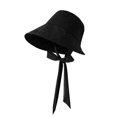 thumbnail image 1 of Ladies Thin‑Fabric Bow‑Knot Drawstring Bucket‑Hat Large Brim Sun‑Shade Portable Casual Vacation Headwear, 1 of 7