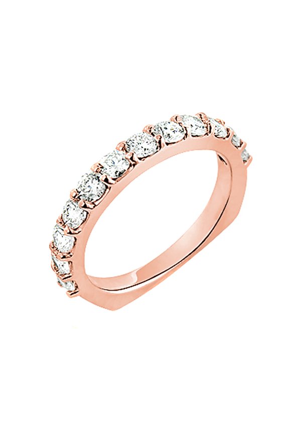 Ladies Thin Round Diamond Wedding Band 14k Flat Bottom Rings (Rose Gold Size 8)