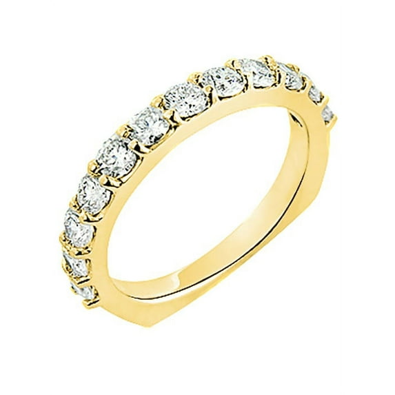 Ladies Thin Round Diamond Wedding Band 14k Flat Bottom Rings (Yellow Gold Size 9)
