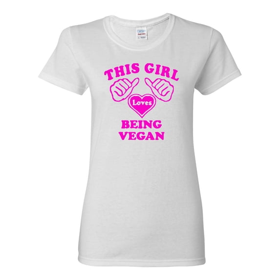 Ladies This Girl Loves Being A Vegan T-Shirt Tee