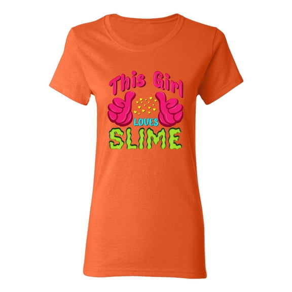 Ladies This Girl Loves Slime Slime Lovers Party Funny DT T-Shirt Tee