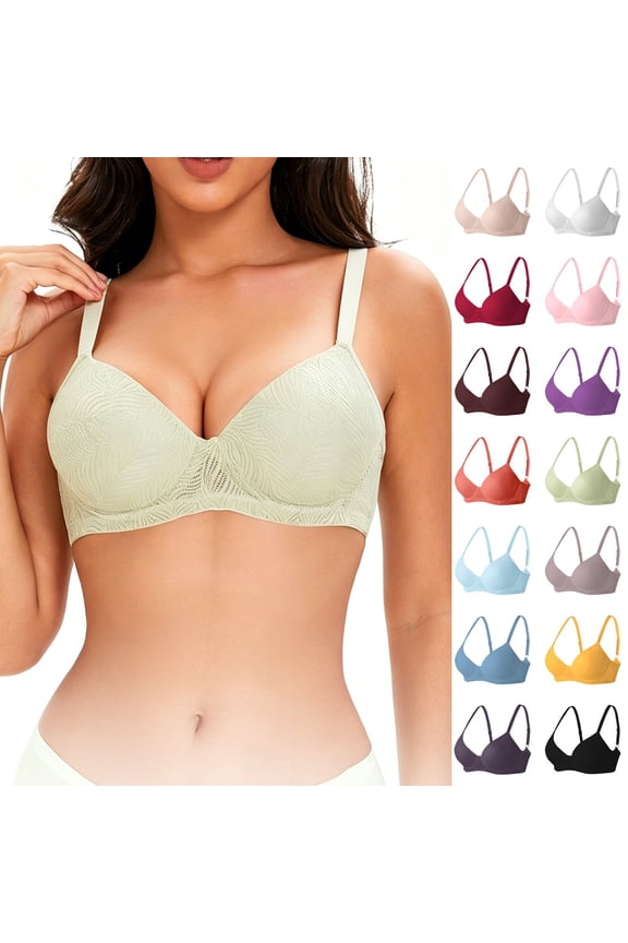 Ladies' Threaded Lace Sexy Bra with Gathering Design and Breathable Fabric, Soft Cups and Delicate Embellishments for Date Nights, Evening Outings, Lounging at Home Red 80B