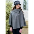 thumbnail image 1 of Ladies Three Button Gray Herringbone Irish Tweed Poncho Made By Mucros Weavers, 1 of 7