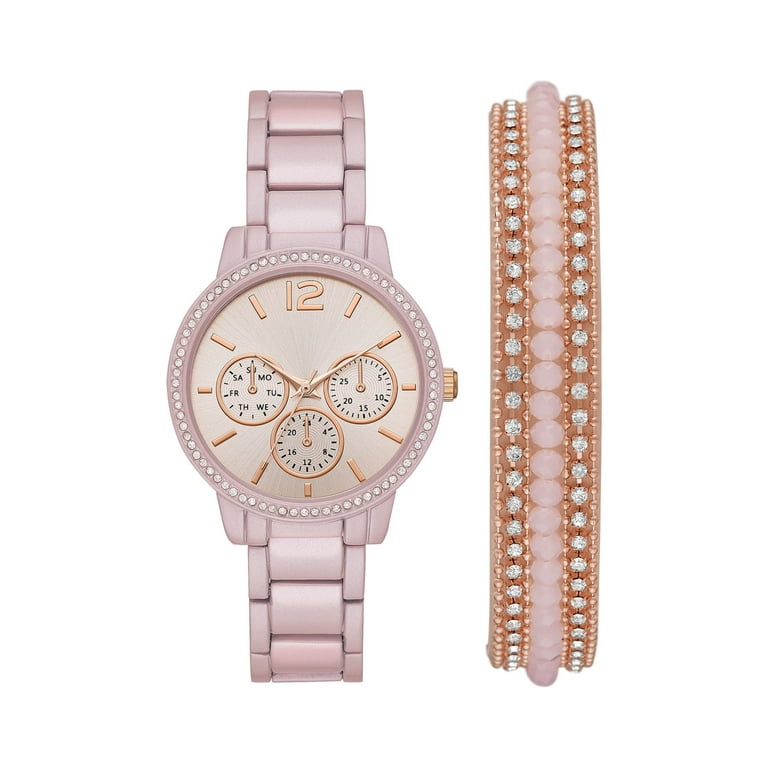 Ladies Time and Tru Pink Watch and Bracelet Set FMDXTT039 Walmart