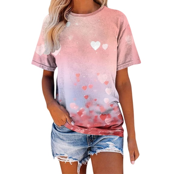 Ladies Tops And Blouses Casual Printed Round Neck Top Short Sleeved T Shirt Women'S Clothing