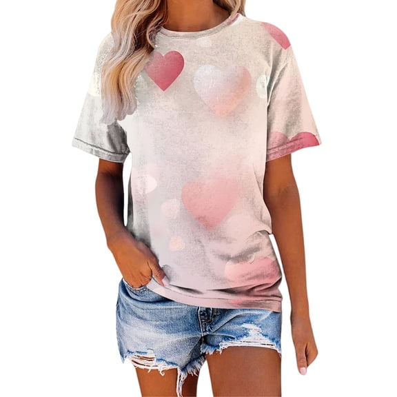Ladies Tops And Blouses Casual Printed Round Neck Top Short Sleeved T Shirt Womens Clothes