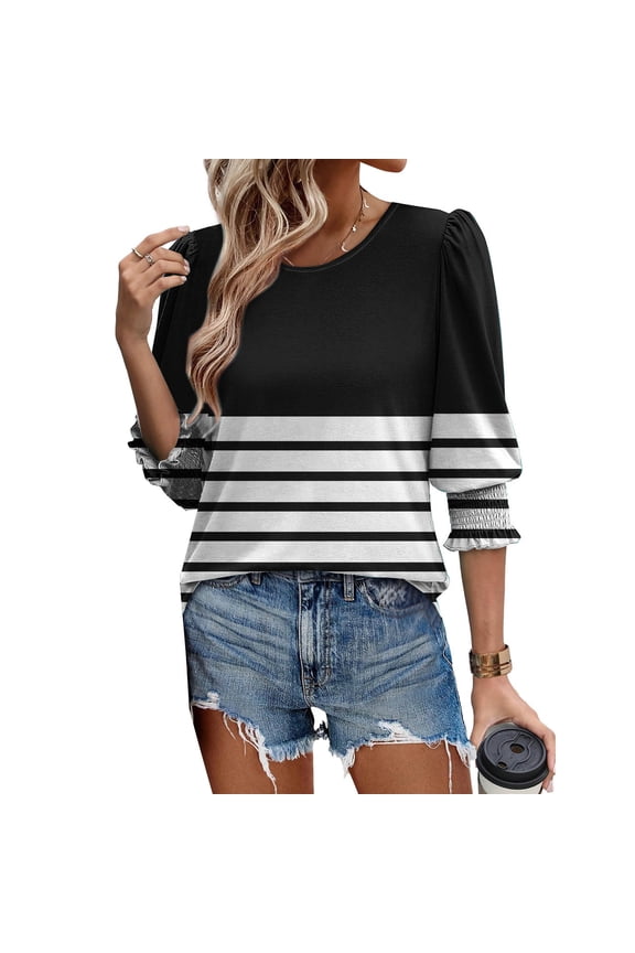 Ladies Tops and Blouses 3/4 Sleeve Dressy Summer Tshirts Shirts for Women 2026 Oversized Tshirts Shirts for Women Y2k T Shirts for Women Trendy Graphic