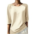 thumbnail image 1 of Ladies Tops And Blouses 3/4 Sleeve White T Shirts For Women Pack Womens Oversized Sweatshirts Graphic Womens Sweaters Fall 2021 Trendy Pullover Tops For Women 3/4 Sleeve, 1 of 3