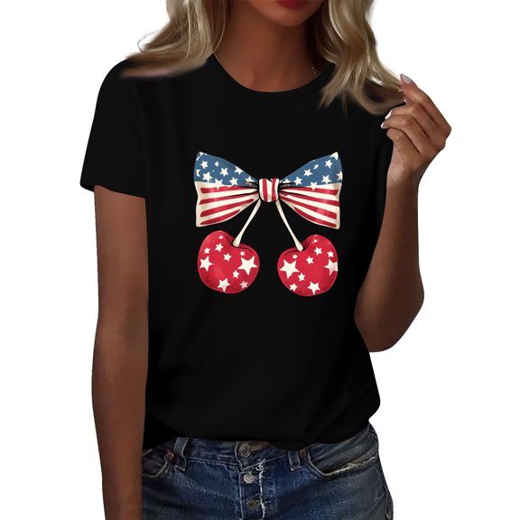 Ladies Tops And Blouses, T Shirts Short Sleeve For Women 4Th Of July Tops Lightweight Casual Summer Outfits Clothes Rodeo Shirts Western High Neck Tank Tops Blouses Casual (XL, Black) ZMTing