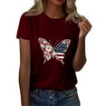 thumbnail image 1 of Ladies Tops And Blouses, Women'S Round Neck 4Th Of July Printed Short Sleeved T-Shirt Top Valentines Shirt Hot Pink Tops For Women Long Tank Tops Womens Casual Tops Clothes (S, Wine) ZMTing, 1 of 5