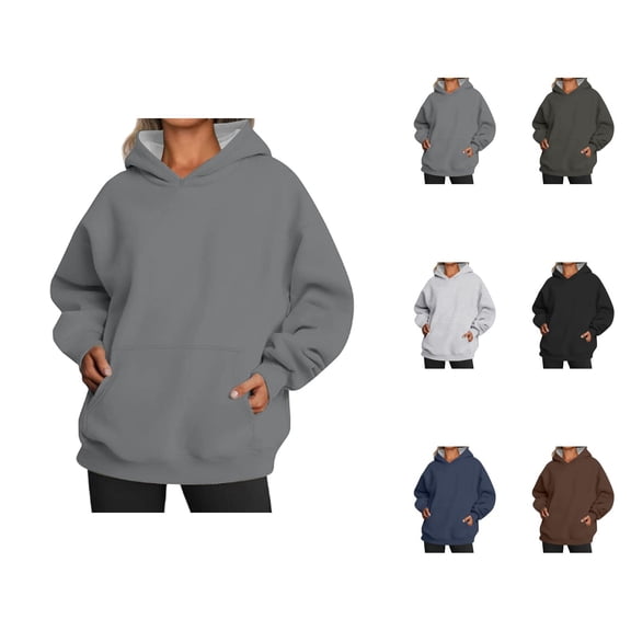 Ladies Tops Women's Solid Color Sweatshirt Women's Casual Casual Casual Loose Long Sleeve Sleeve Sleeve Pocket Hoodie