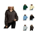 thumbnail image 1 of Ladies Tops Women's Solid Color Sweatshirt Womens Oversized Half Zip Pullover Long Sleeve Sweatshirt Quarter Zip Hoodie Sweater Teen Girls Fall Blouse Clothes, 1 of 6