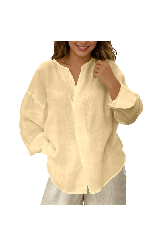Ladies Tops and Blouses Classic Long Sleeve Regular Collar Stylish Versatile Summer Shirt for Womens,Yellow,S