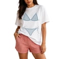thumbnail image 1 of Ladies Tops and Blouses Wedding Bridesmaid Funny Round Neck Printed Rugby Shirt for Women,White,L, 1 of 6