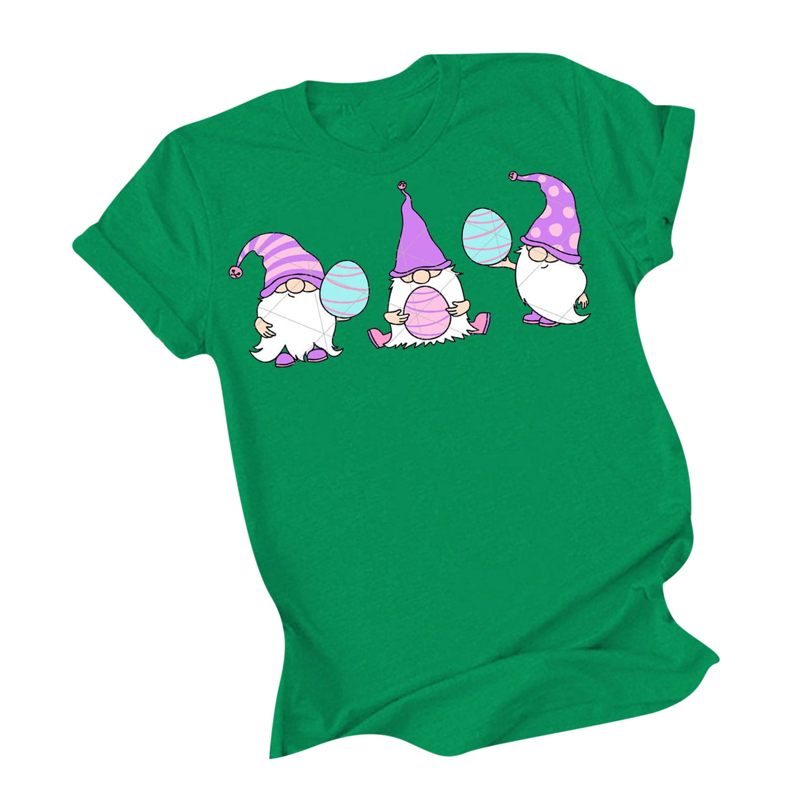 Ladies Tops and Blouses Women Casual Printing Short Sleeves Crew Neck