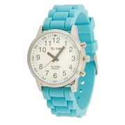 Ladies Touch Talking Watch- Large Face- Aqua Rubber Band- English