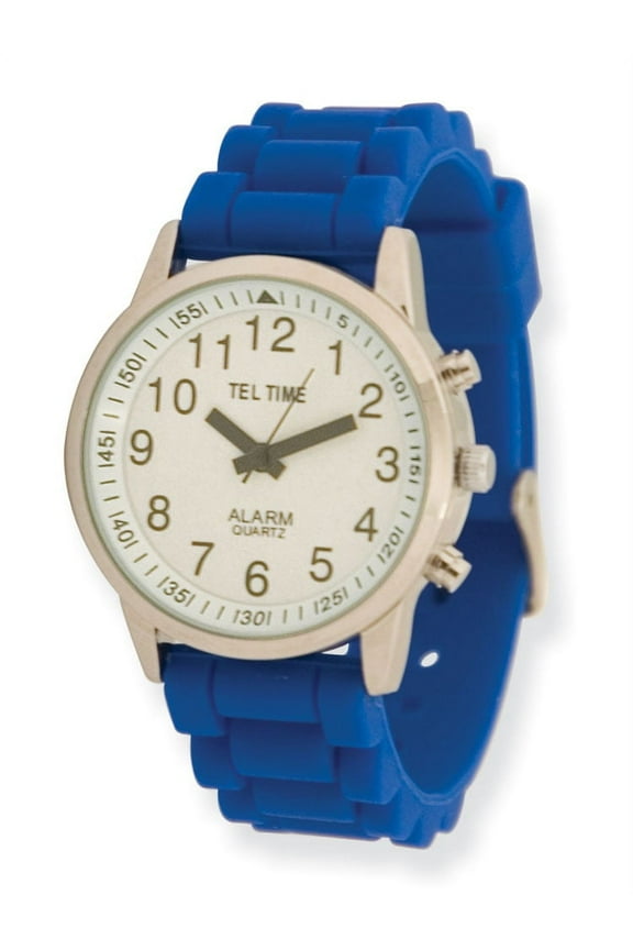 Ladies Touch Talking Watch- Large Face- Blue Rubber Band